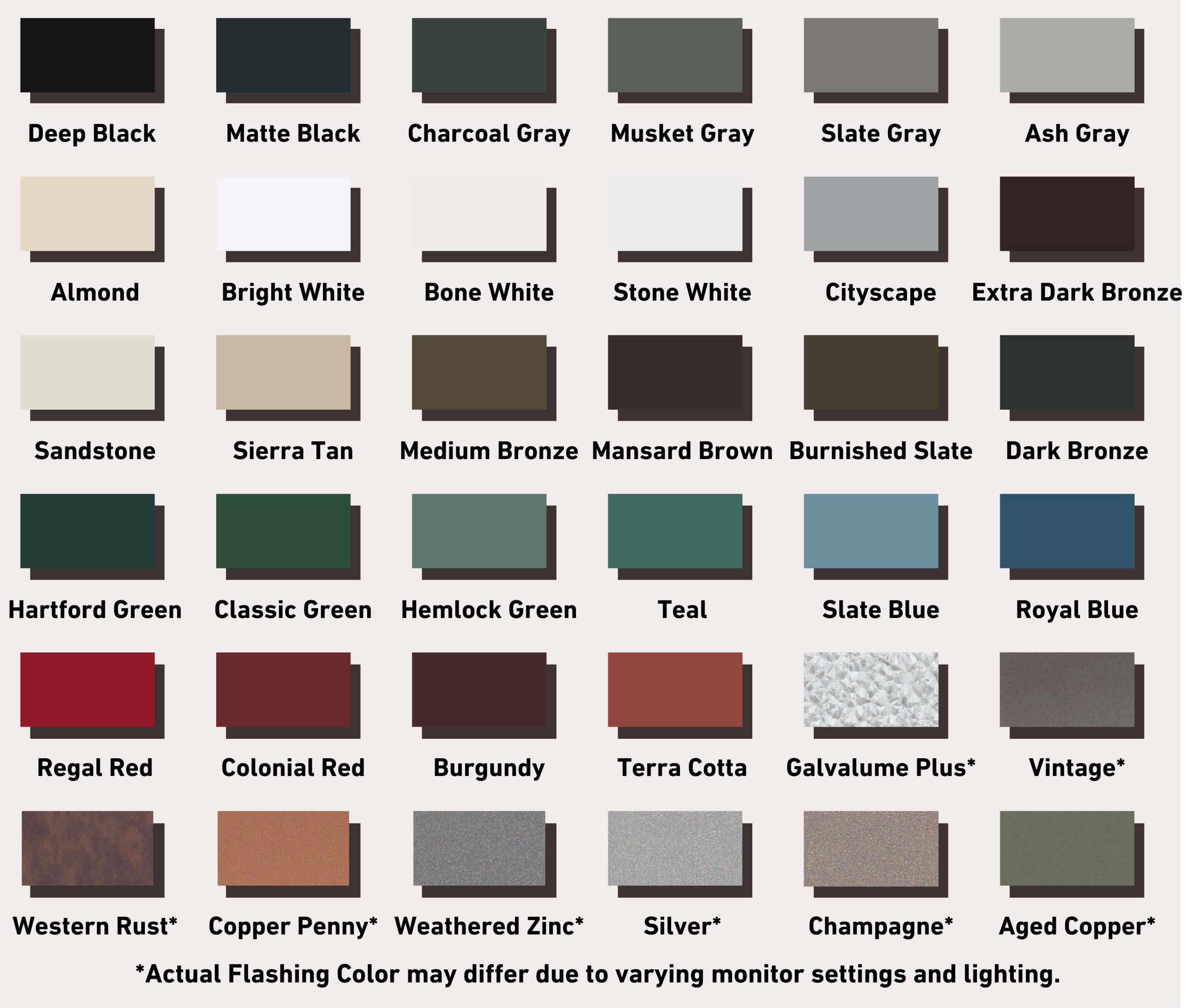 Color Chart for S-5! Colorgard Inserts